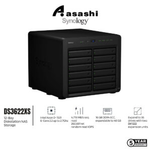 3eea323d109bb587fd92eb573de51490.jpeg Synology DS3622XS 12-Bay Diskstation NAS Storage (Intel Xeon D-1531 6-Core 2.2 up to 2.7Ghz, 16GB DDR4 ECC , 2 x 10GbE, 2 x 1GbE)