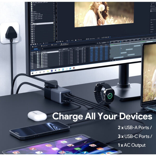 AUKEY PU-A3 75W Power Strip with 1 AC Outlet & 5 USB Ports