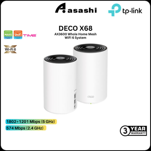 Tp-Link Deco X68 2 Packs / 3 Packs AX3600 Whole Home Mesh WiFi 6 System