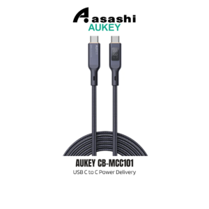Aukey Circlet Blink 100W Nylon Braided USB C to C Power Delivery Type C Cable with LCD Display CB-MCC101