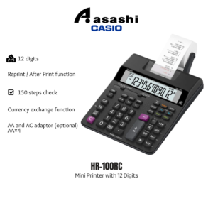 Casio HR-100RC / HR-150RC Printing Calculators (Compact Type / Mini-printer)