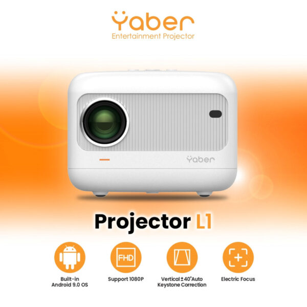 Yaber L1 Lifestyle Projector , 250 ANSI Lumens, Android TV 9.0, 5W X 1 Speaker