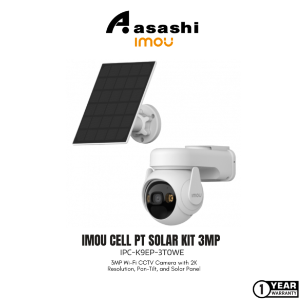 IMOU Cell PT Solar Kit IPC-K9EP-3T0WE 3MP Wi-Fi CCTV Camera with 2K Resolution, Pan-Tilt, and Solar Panel