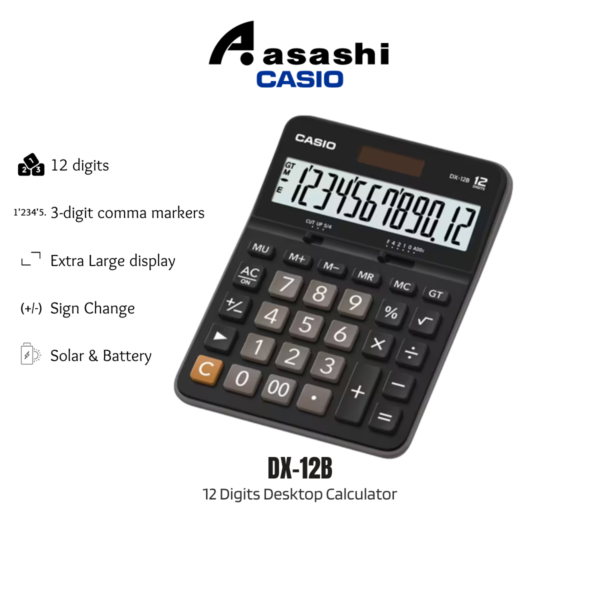 5a37b316a5d0b6a1bb89130714e72969.png Casio DX-12B Practical Calculators Desktop Type