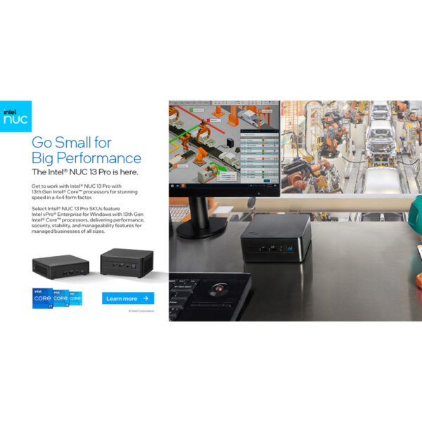 Intel NUC 13 Pro Kit NUC13ANHi5 Mini PC Barebone DIY Desktop 13th Gen Arena Canyon Kingston NV3 DDR4