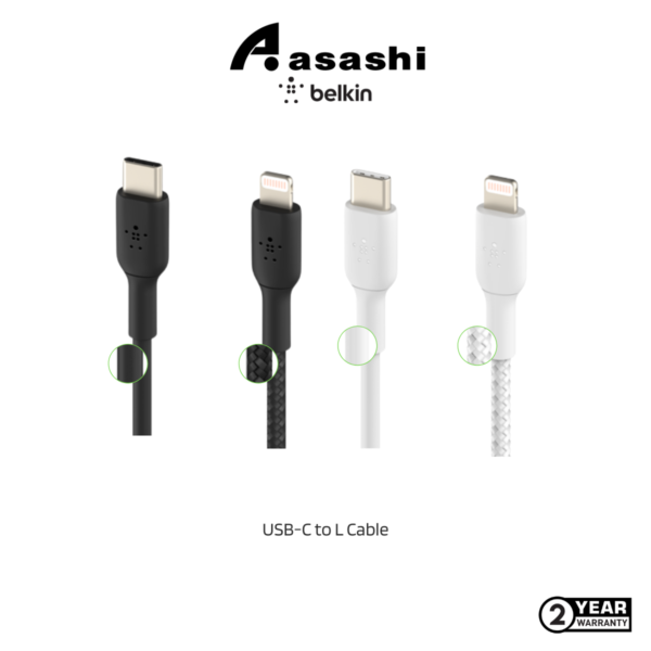 Belkin BOOST CHARGE USB-C to L Cable -1meter Black / Green / White CAA004bt1MBK CAA003/4