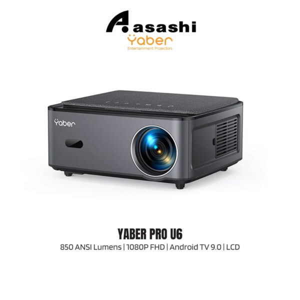 Yaber PRO U6 Entertainment Projector , 850 ANSI Lumens, Android TV 9.0, 5W X 2 Hi-Fi Stereo Speaker