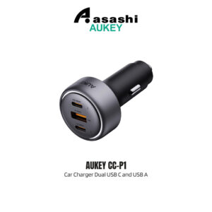 Aukey CC-P1 66W PPS Fast Charging Car Charger Dual USB C and USB A