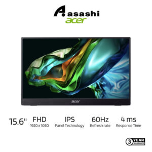 Acer PM161Q B | PM161QB 15.6" IPS 4ms Portable IPS Monitor (miniHDMI/ USB-Cx2/ AUXO) Free-sync Built-in SPK