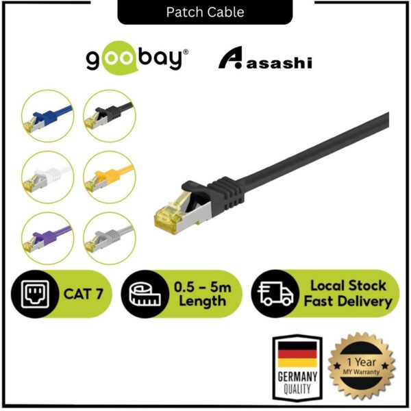 Goobay CAT 7 S/FTP PIMF RJ45 LSZH, LAN CABLE, PATCH CABLE - (1m - 5m)
