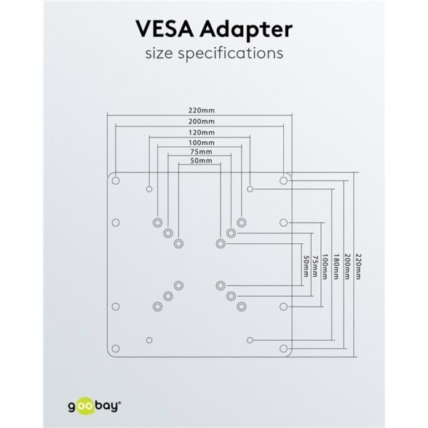 Goobay WH TV VESA Adapter for TV Wall Mount (Max: 200x200) 63267