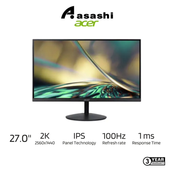 Acer SA272U E | SA272UE 27" IPS 100Hz 1ms 2K HDR10 Ultra Slim Monitor Built-in Speaker UM.HS2SM.E03