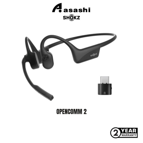 SHOKZ OpenComm 2 Bone Conduction Open-Ear Bluetooth Headset With Noise-Canceling Microphone