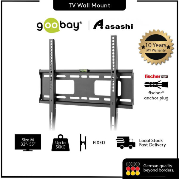 Goobay WH FIXED Pro TV Wall Mount M (32"-55") 49890 / L (37"-70") 49891 / XL (43"-100") 49892 - Black