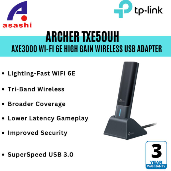 TP-Link Archer TXE50UH AXE3000 High Gain Tri-Band Wi-Fi 6E USB Adapter