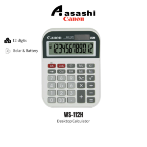 [Large Display & Auto Power Off -7 Min] CANON WS-112H DESKTOP 12 Digits Original Calculator / RM, CM, M+, M-