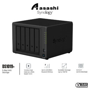 cf6386c2c18cdc1334ceeee61ff52d19.jpeg Synology DS1019+ 5-Bay NAS Storage (Intel Celeron J3455 Quad Core 1.5 GHz, 8GB DDR3L, 2 x GbE)