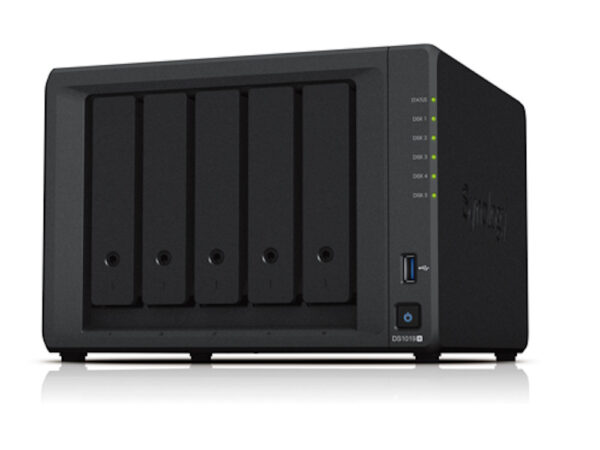 Synology DS1019+ 5-Bay NAS Storage (Intel Celeron J3455 Quad Core 1.5 GHz, 8GB DDR3L, 2 x GbE)