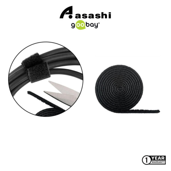 Goobay Cable Management Hook & Loop Fastener roll (Shortenable) 1m (100 x 2cm) 70360
