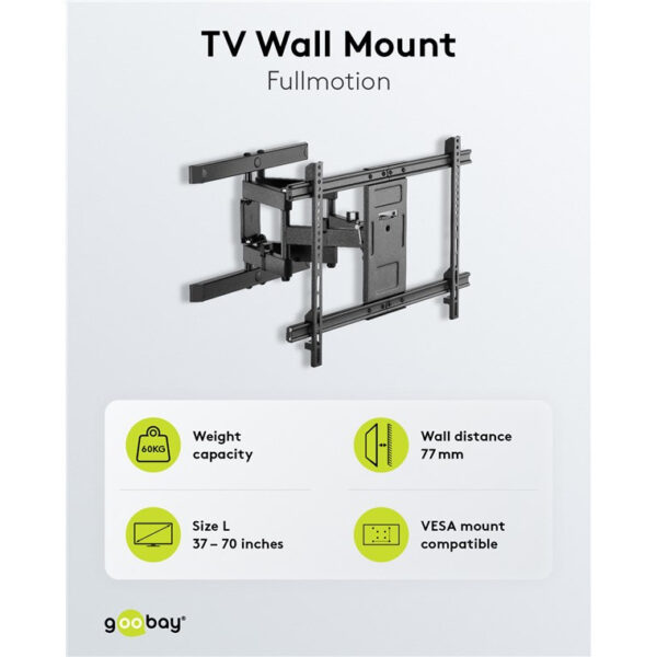 Goobay WH FULLMOTION Pro TV Wall Mount L Wide Range (37"-70") 49935 - Black