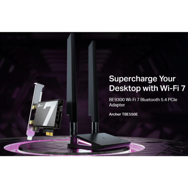 TP-Link Archer TBE550E BE9300 Tri-Band Wi-Fi 7 Bluetooth PCI Express Adapter