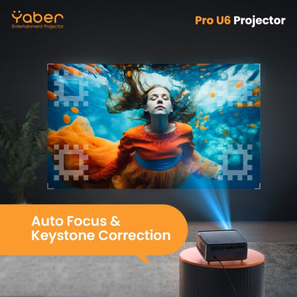 Yaber PRO U6 Entertainment Projector , 850 ANSI Lumens, Android TV 9.0, 5W X 2 Hi-Fi Stereo Speaker