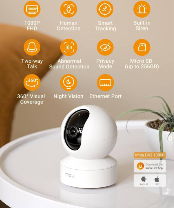 IMOU DK2 IPC-DK2-2H1W-AE 1080P Indoor 360° Security Camera with Night Vision & Two-Way Talk