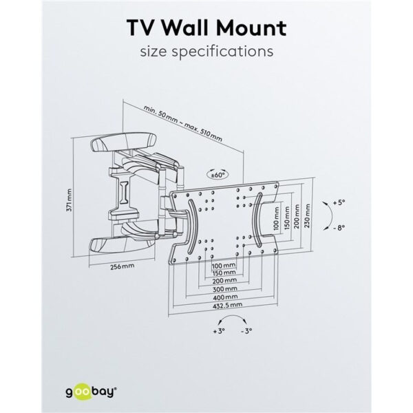 Goobay WH FULLMOTION OLED TV Wall mount L (32-65") 49956 - Black