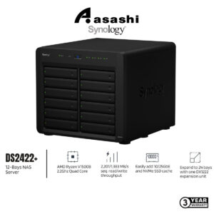 06a6fb3ba351aef2da5ec45eec393f3a.jpeg Synology Diskstation DS2422+ 12-Bays NAS Server (AMD Ryzen V1500B 2.2Ghz Quad Core Processor, 4GB DDR4 ECC RAM, 4 x Gbe Lan Port)