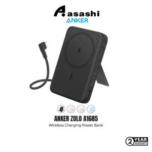 Anker Zolo Wireless Charging Power Bank with Flexible Stand 10000mAh, Magnetic, Built-In USB-C Cable A1685