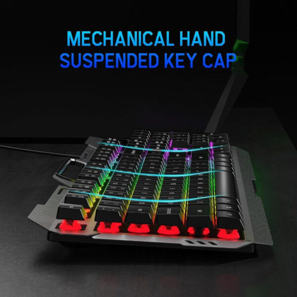AULA F2023 RGB Gaming Keyboard Wired Membrane Switch Mechanical Feeling Aluminum Backplate Metal