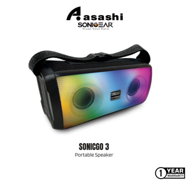 SonicGear SonicGo 3 Portable Speaker | Bluetooth 5.3 | Built-In Mic | TWS | RGB Light