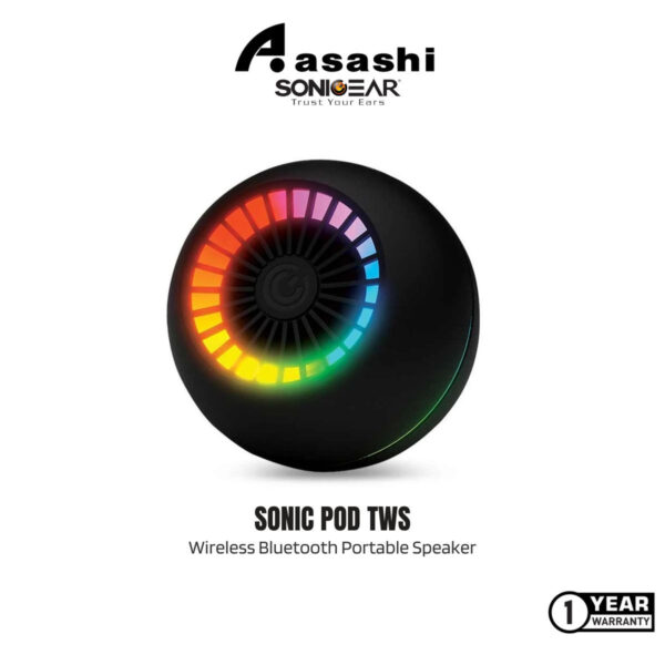 SonicGear Sonic Pod TWS Wireless Bluetooth 5.0 Mini Portable Speaker| Premium Sound App Control RGB Lighting