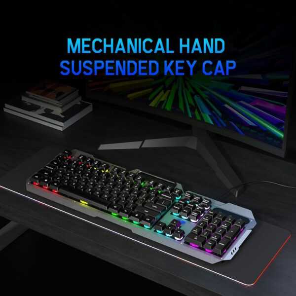 AULA F2023 RGB Gaming Keyboard Wired Membrane Switch Mechanical Feeling Aluminum Backplate Metal
