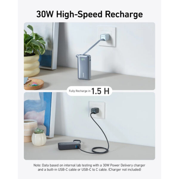 Anker 10000mAh Nano Power Bank (30W,Built-In USB-C Cable) - Black A1259 A1259H11