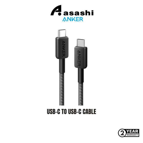 Anker 322 3ft / 6ft USB-C to USB-C Cable (3ft / 6ft Braided) - Black/White
