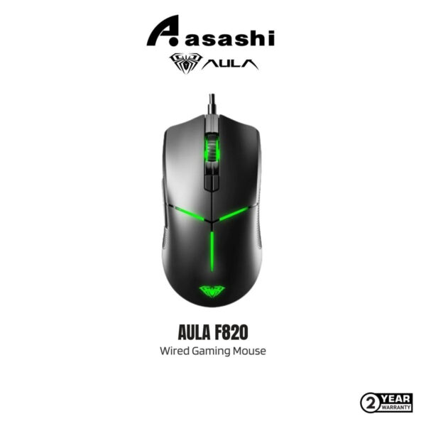 AULA F820 6400DPI RGB 8 Key Gaming Mouse