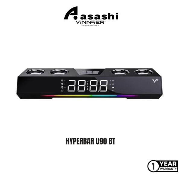 Vinnfier VF Hyperbar U90 BT USB Powered Soundbar 50W Bluetooth Speaker alarm clock Portable Soundbar RGB light effects