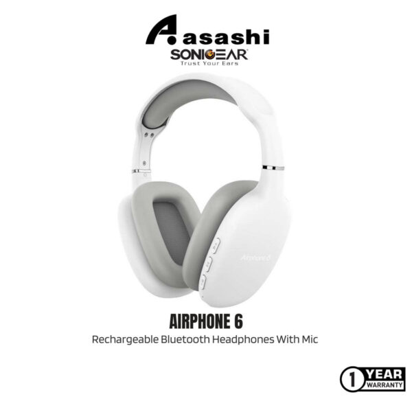 SonicGear AirPhone 6 Rechargeable Bluetooth Headphones With Mic | Up to 10 Hours PlayTime | 1 Year Warranty