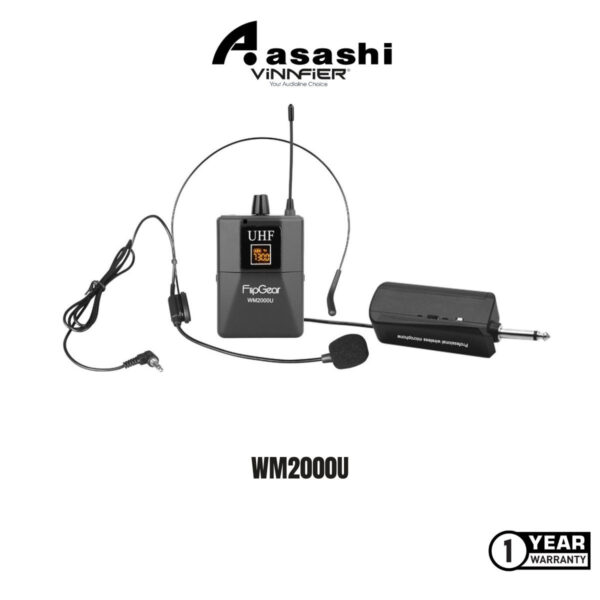Vinnfier WM2000U Professional UHF HandsFree Wireless Microphone with Audio
