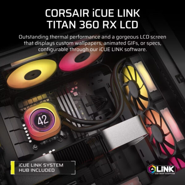 CORSAIR iCUE LINK TITAN 240 RX | TITAN 360 RX LCD AIO Liquid CPU Cooler