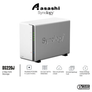 Synology DS223j 2-Bay NAS Storage (Realtek RTD1296 Quad Core 1.4 GHz, 512MB DDR4, 1 X 1GbE)