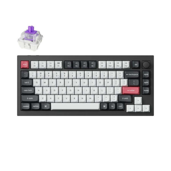 Keychron Q1 HE ANSI 75% layout 82 Key Full Assembled Knob Purple RGB Hot-Swap BT/2.4GHz/Wired Hall effect keyboard