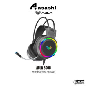 AULA S608 Wired Gaming Headset – 50mm Drivers, 20Hz-20kHz Frequency Range, Volume Control, 3.5mm & USB Connectivity