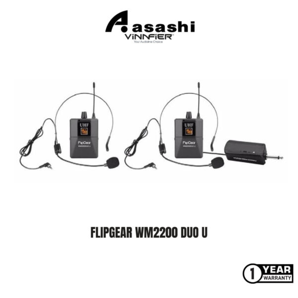 Vinnfier FlipGear WM2200 DUO U Professional Universal UHF Wireless Handsfree Microphone