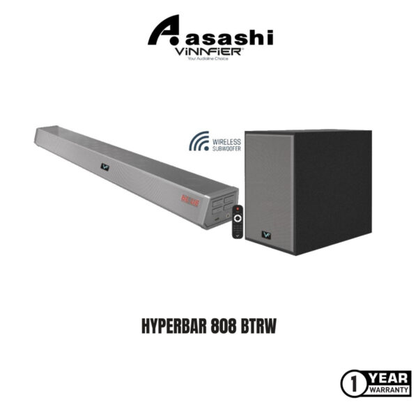Vinnfier Hyperbar 808 BTRW Bluetooth Sound Bar with Wireless Subwoofer with AUX HDMI OPTICAL INPUT