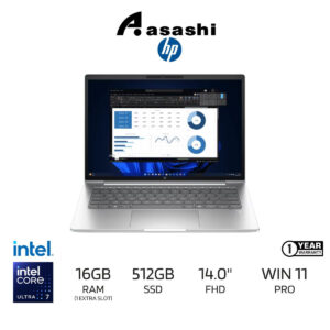 HP Probook 440 G11 Commercial Notebook-A5KE7PT-(Intel Core Ultra 7 processor 155U/16GB DDR5-5600(1 Extra Slot)/512GB SSD/14" FHD/Intel UHD Graphic/Windows 11 Pro/1Y/Backpack)