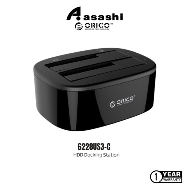 ORICO 6228US3-C 2-Bay 2.5”/3.5” HDD Docking Station - Supports 2 x 8TB 6228US3