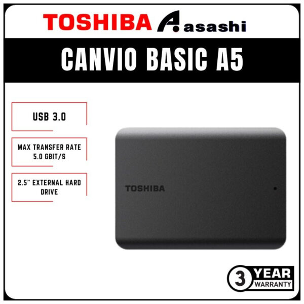 Toshiba 1TB HDTB510AK3AA Canvio Basic A5 USB 3.0 Portable Hard Drive