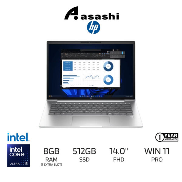 HP Probook 440 G11 Commercial Notebook-A71G1PT-(Intel Core Ultra 5 processor 125U/8GB DDR5-5600(1 Extra Slot)/512GB SSD/14" FHD/Intel UHD Graphic/Windows 11 Pro/1Y/Backpack)